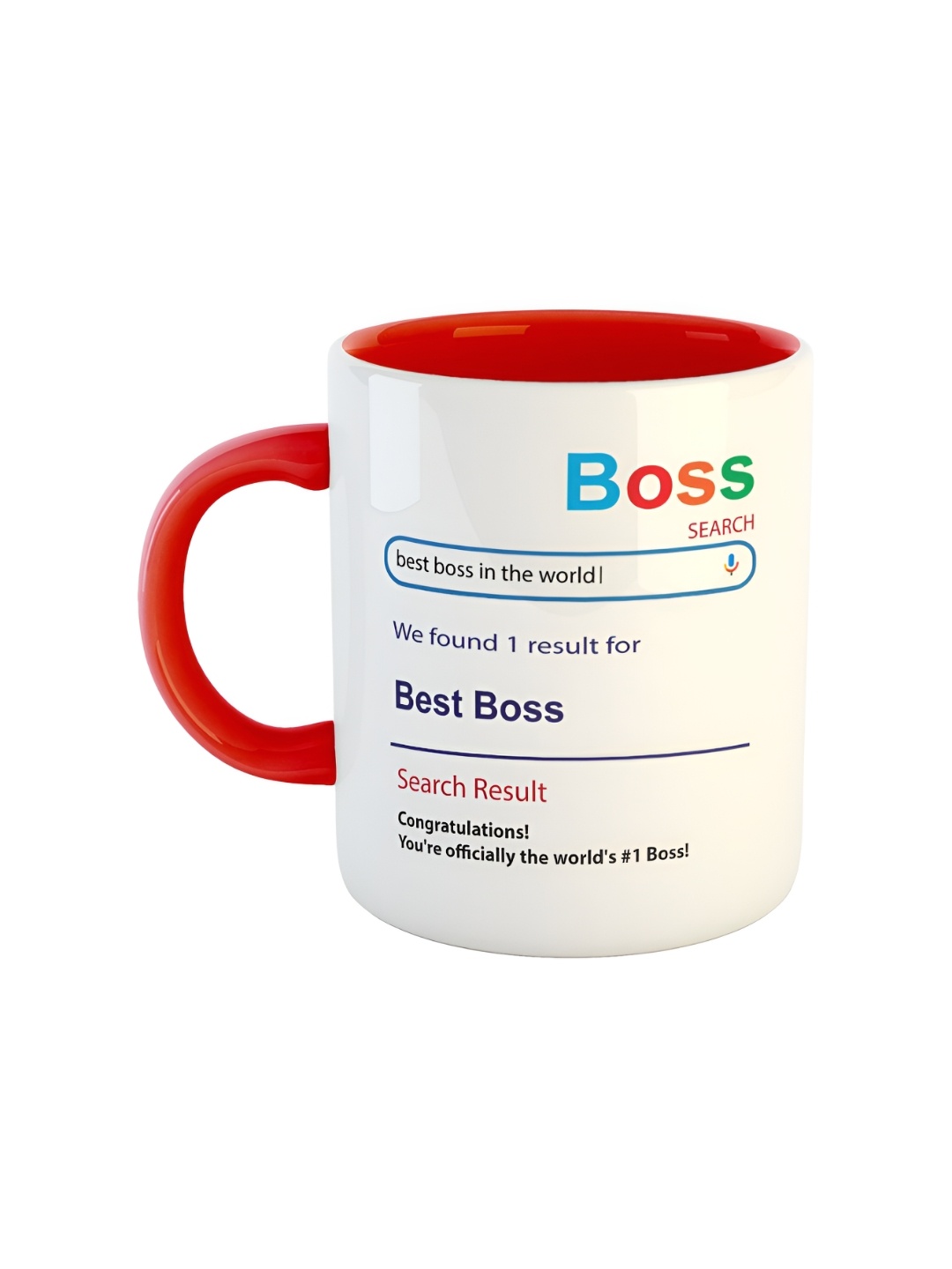 

ARTBUG White & Red Best Boss Printed Glossy Ceramic Coffee Mug 330 ML