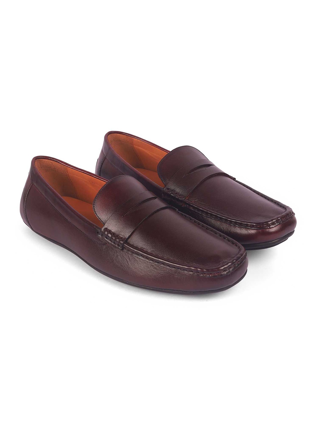 

Tresmode Men Leather Slip-On Loafers, Maroon
