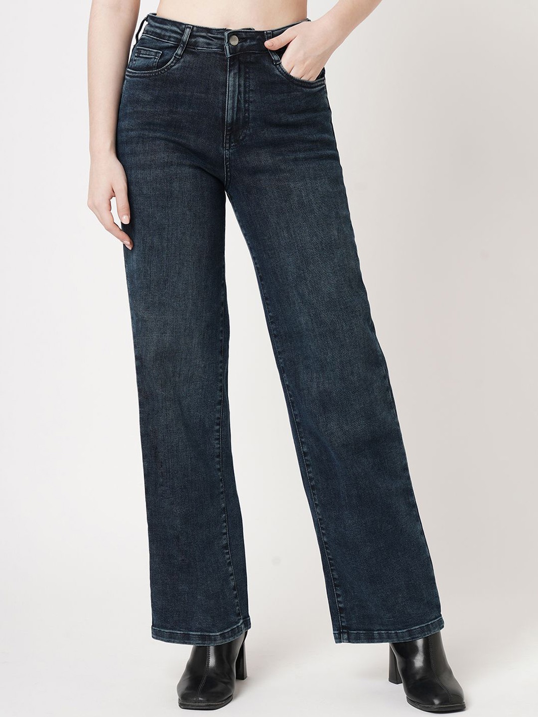 

Kraus Jeans Women Wide Leg High-Rise Light Fade Jeans, Blue