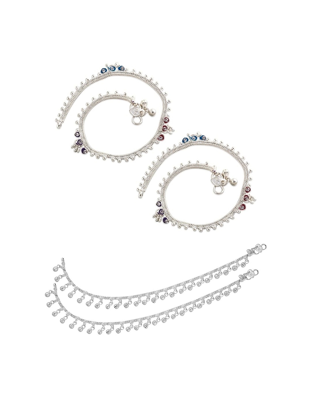 

Lila Set of 2 Silver-Plated Stone Studded Anklets