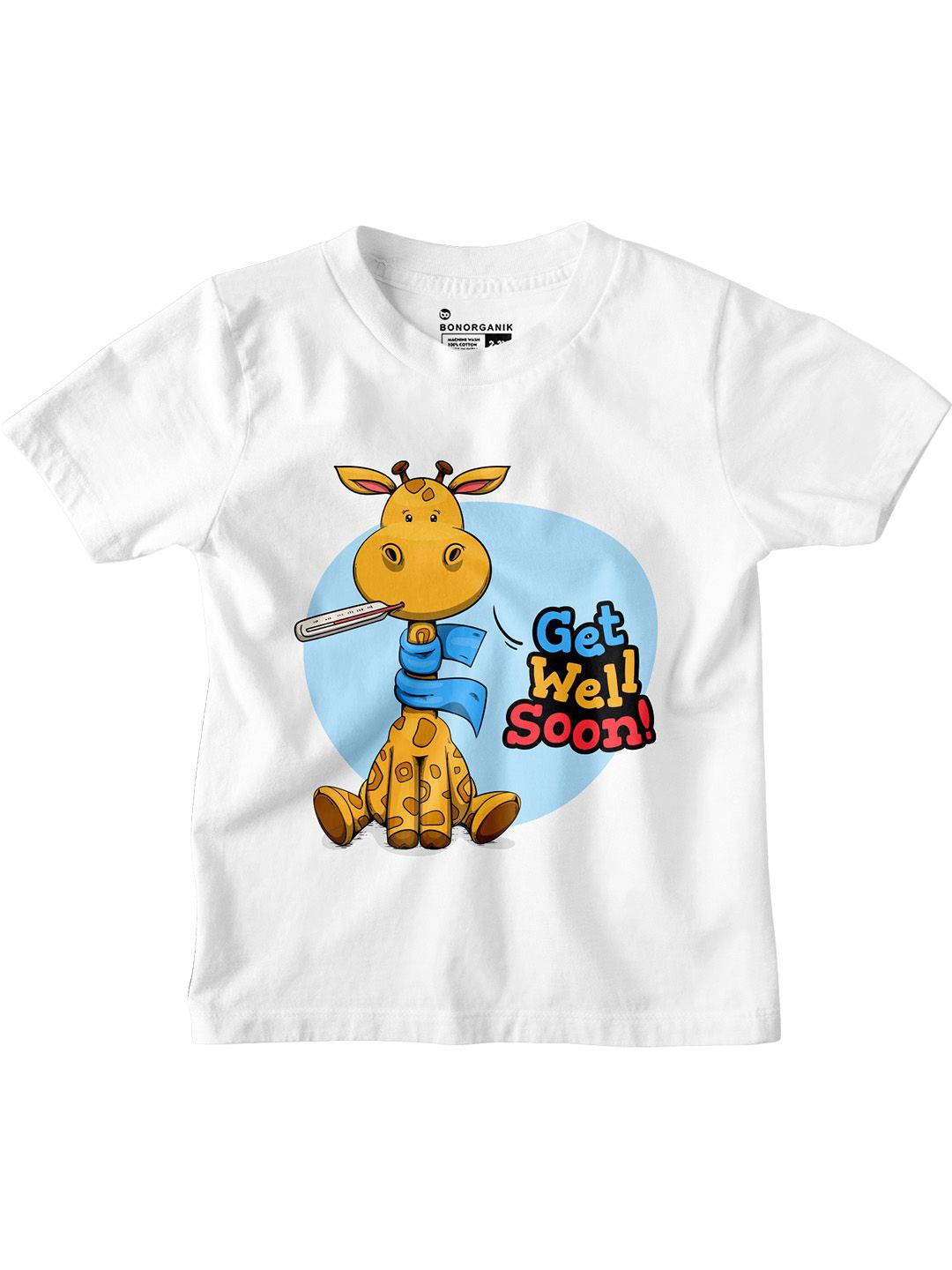 

BonOrganik Boys Graphic Printed Round Neck Cotton T-shirt, White