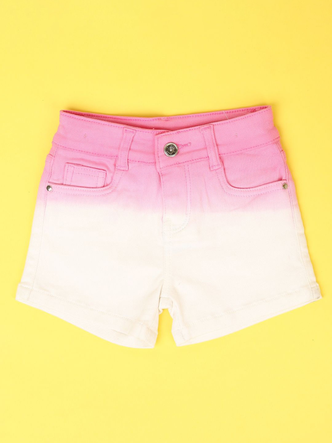 

V-Mart Girls Ombre Denim Regular Fit Mid-Rise Shorts, Pink