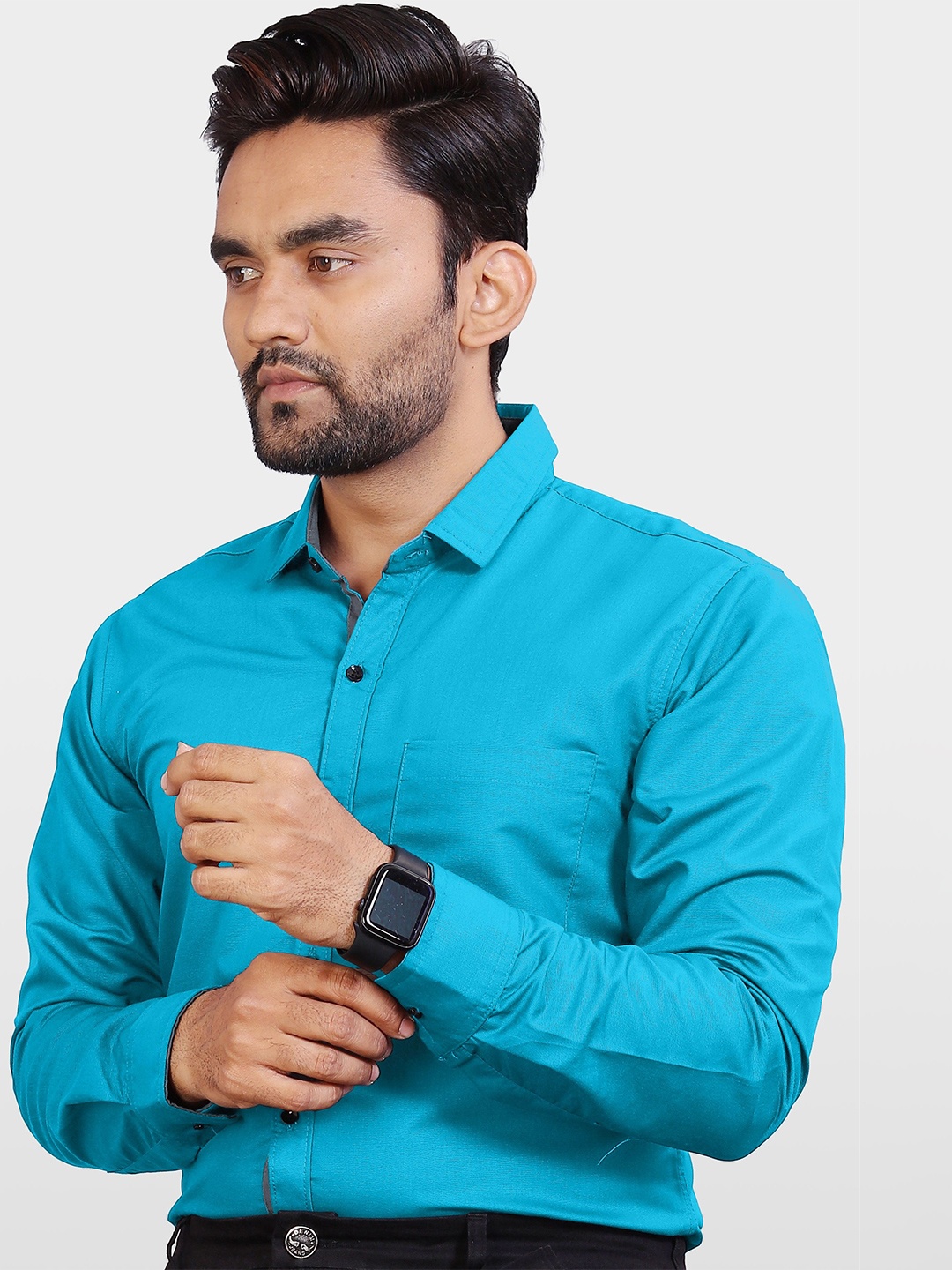 

Metronaut Men India Slim Spread Collar Solid Slim Fit Formal Shirt, Sea green