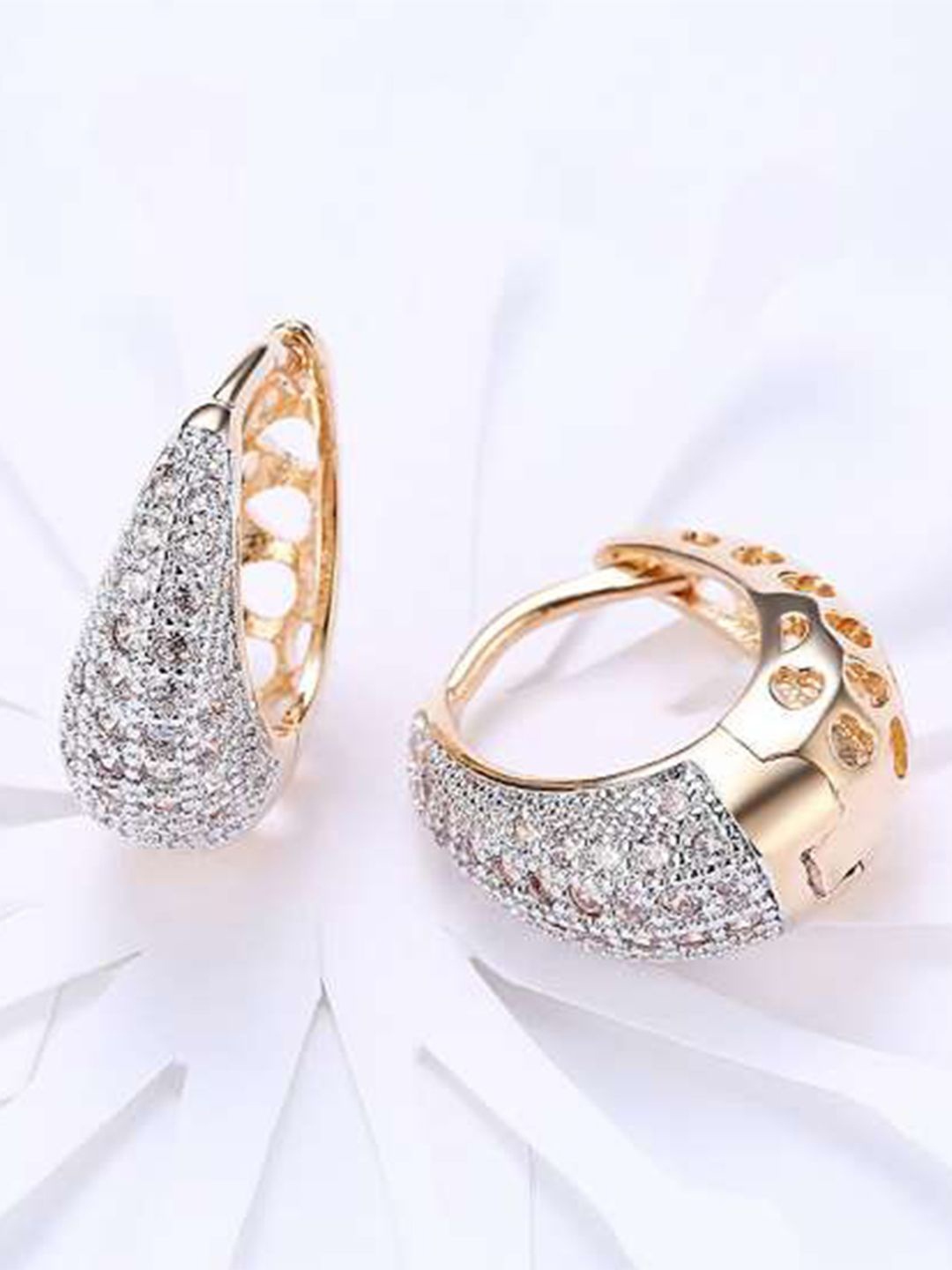 

YouBella Gold-Plated Contemporary Stone Studded Hoop Earrings