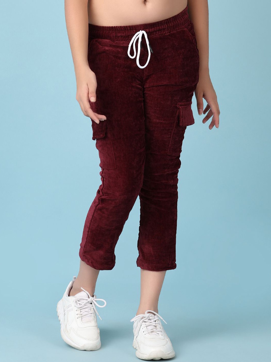 

V-Mart Girls Cotton Regular Fit Trousers, Maroon