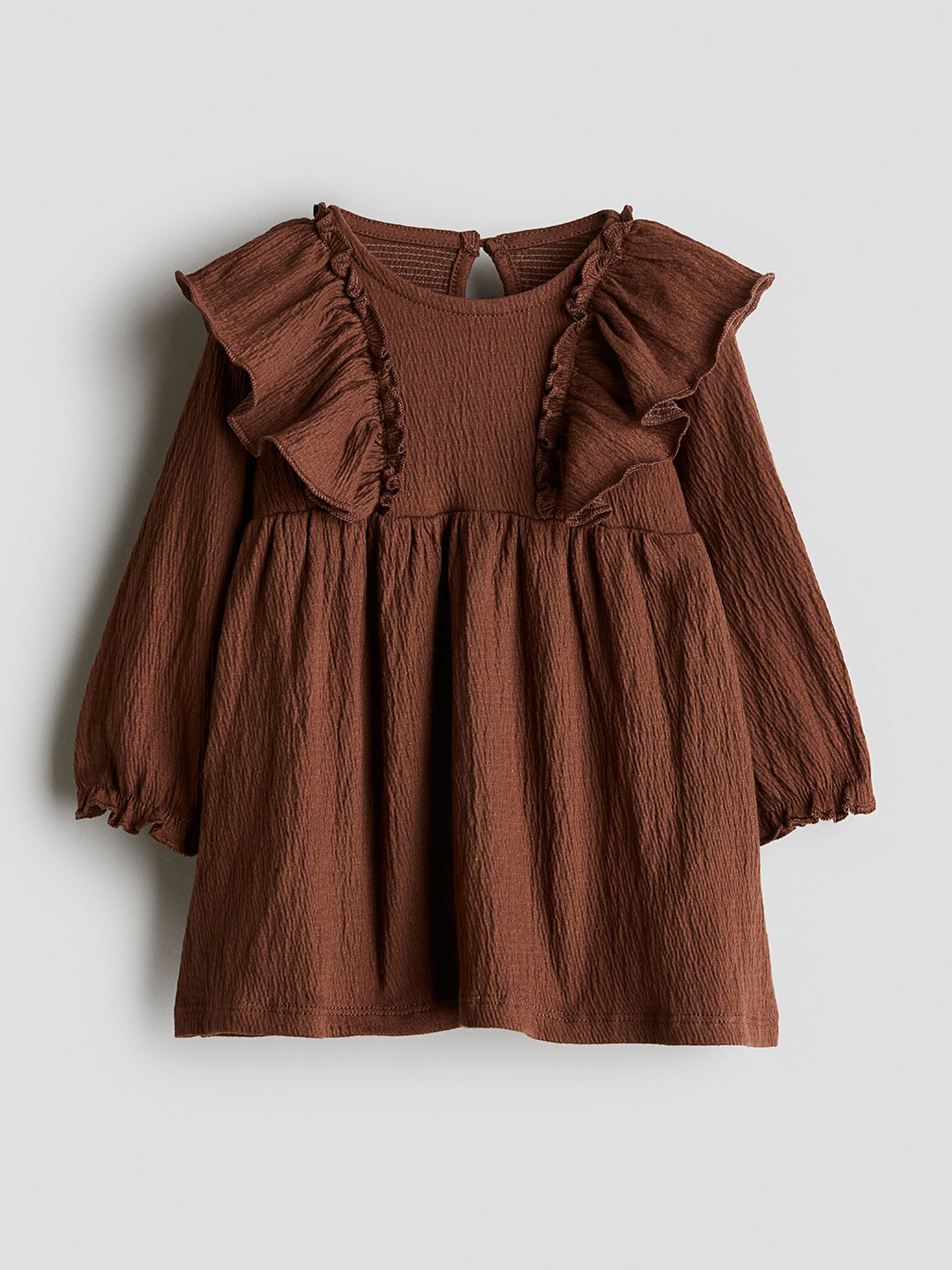

H&M Girls Crinkled Jersey Dress, Brown