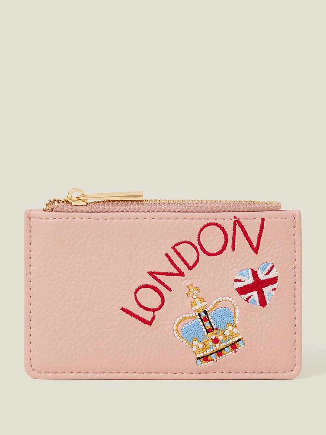

Accessorize Women Printed Embroidered PU Card Holder, Rose