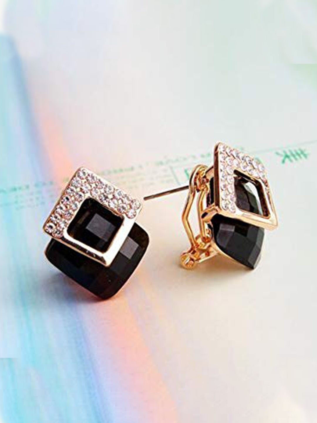 

YouBella Gold-Plated Contemporary Studs, Black