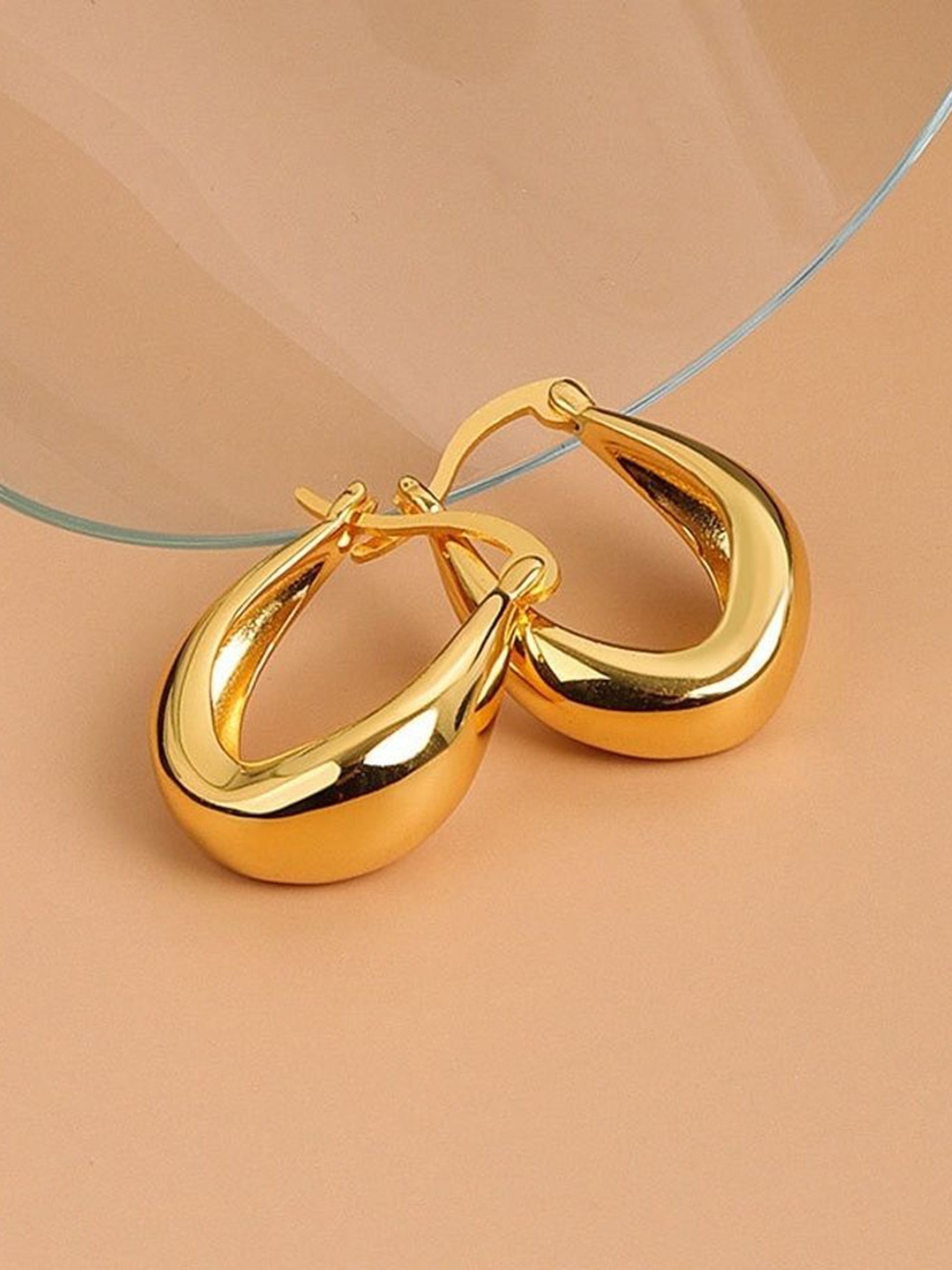 

MYKI Stainless Steel Gold-Plated Contemporary Hoop Earrings