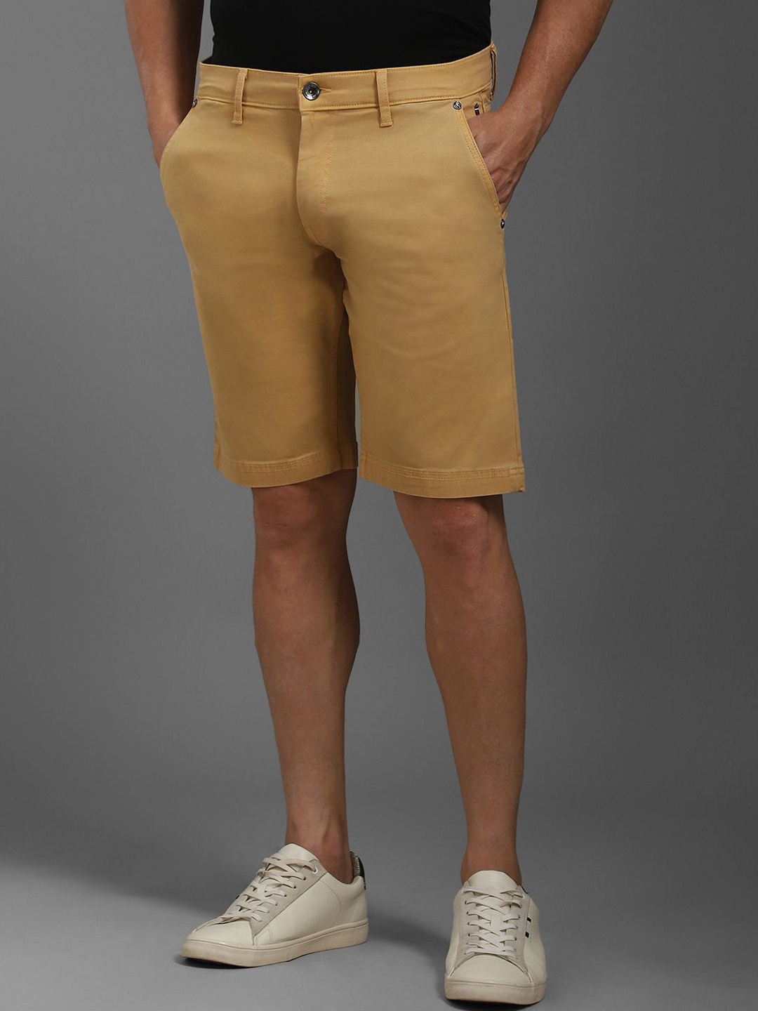 

Louis Philippe Jeans Men Mid-Rise Slim Fit Knee Length Shorts, Beige