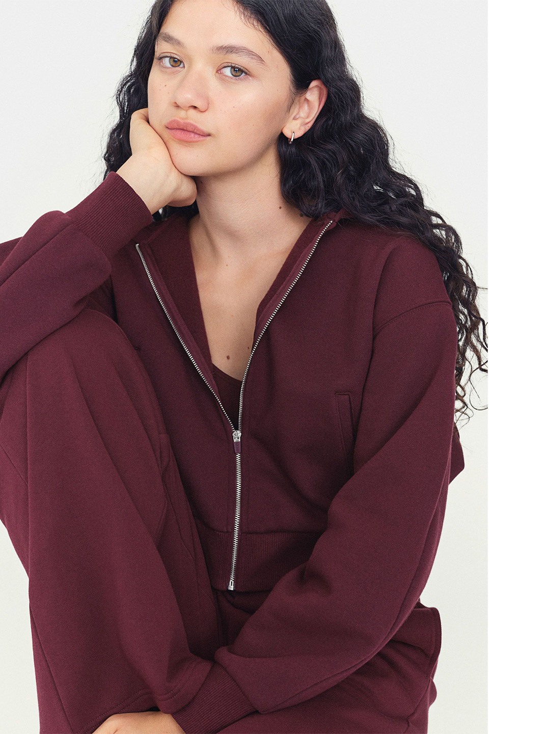 

H&M Sports Zip-Through Hoodie, Maroon