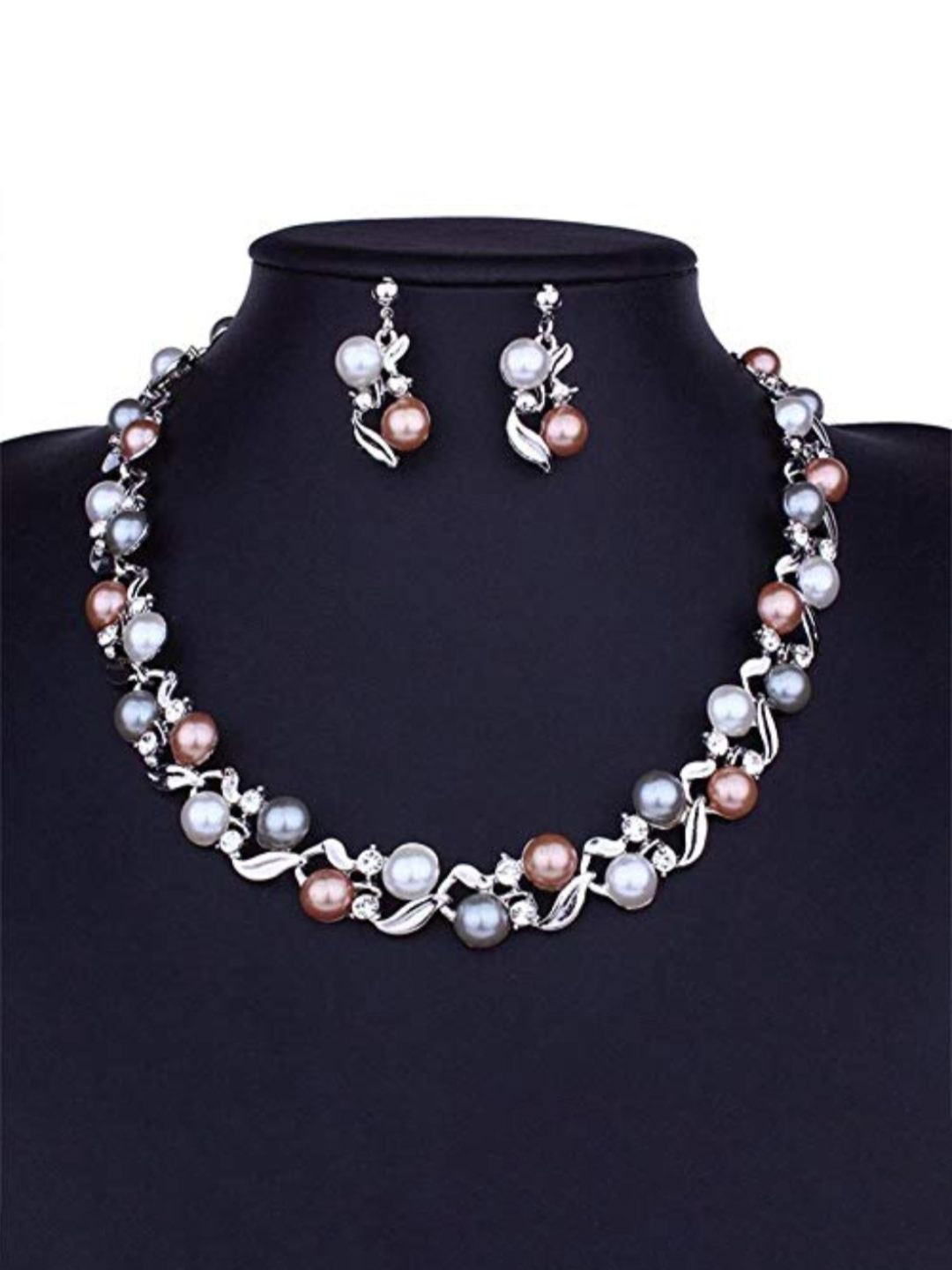 

YouBella Silver-Plated Stone Studded & Beaded Jewellery Set