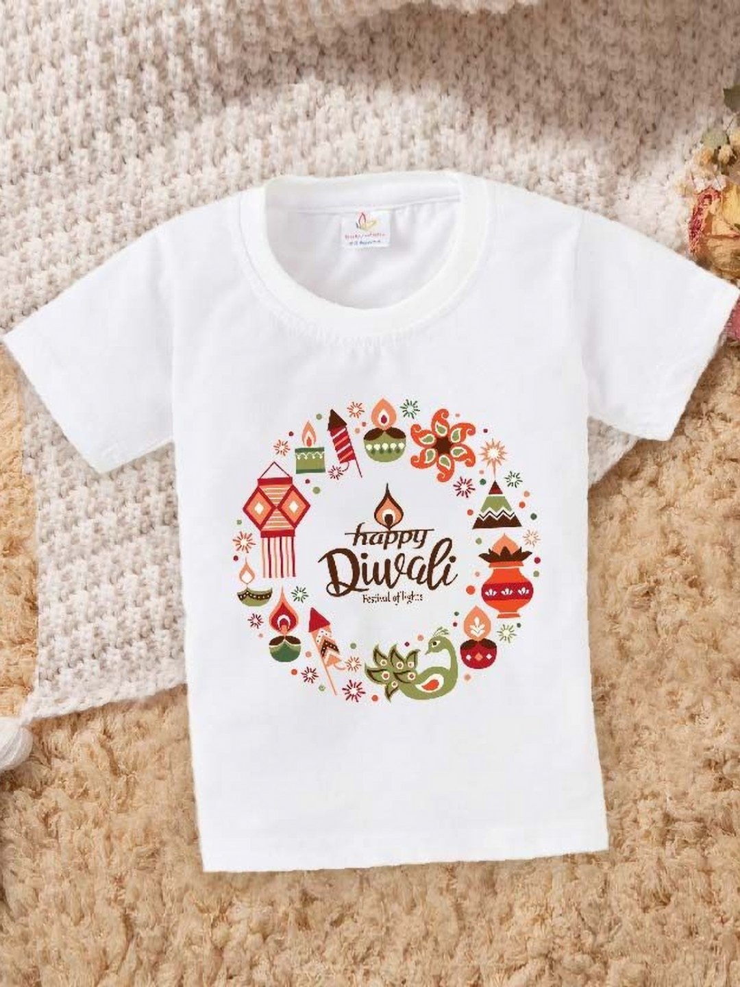

Babywish Unisex Kids Graphic Printed Round Neck Cotton T-shirt, White