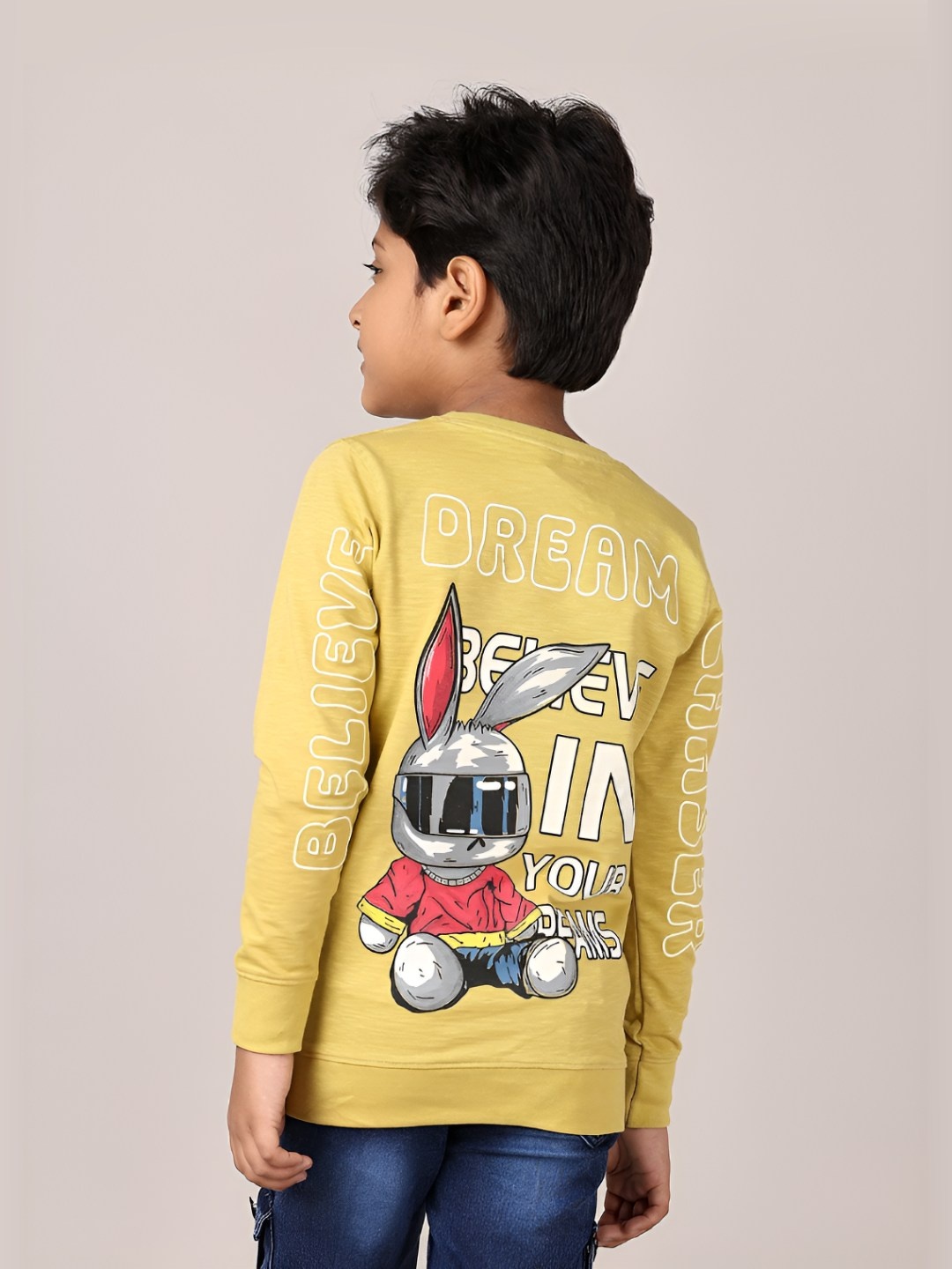 

V-Mart Boys Typography Printed Extended Sleeves T-shirt, Yellow