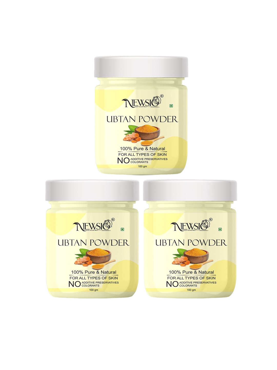 

Newsio Set Of 3 Pure & Natural Ubtan Powder For Skin - 100g Each, Yellow