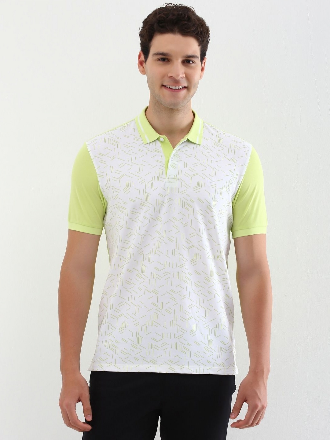 

Allen Solly Men Geometric Printed Polo Collar Cotton T-shirt, White