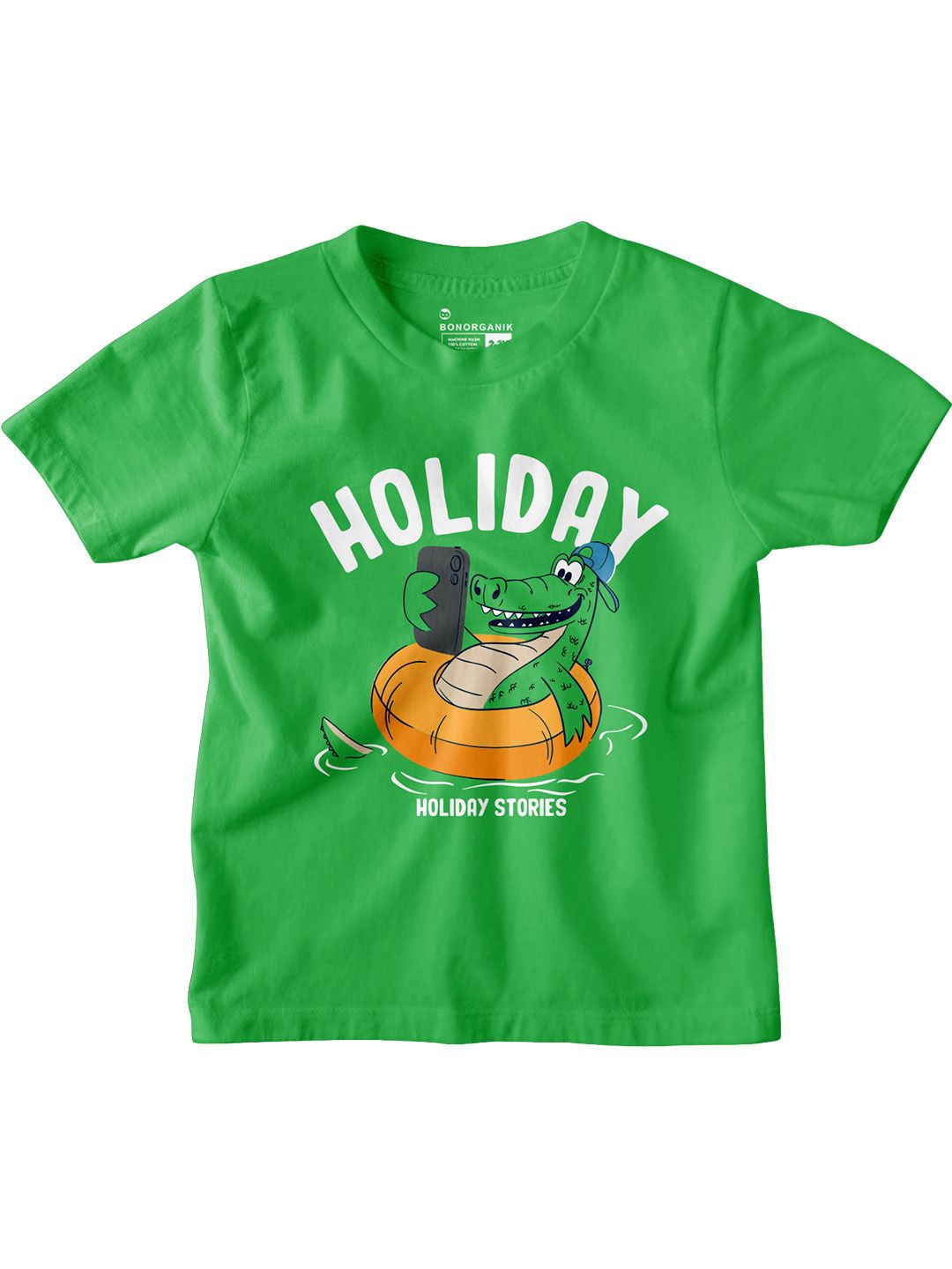 

BonOrganik Boys Graphic Printed Cotton T-shirt, Green