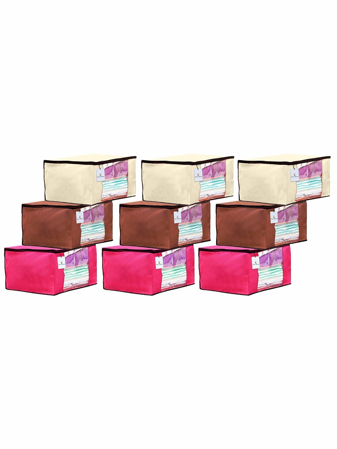 

Kuber Industries Pink & Brown 9 Pieces Saree Cover Organisers