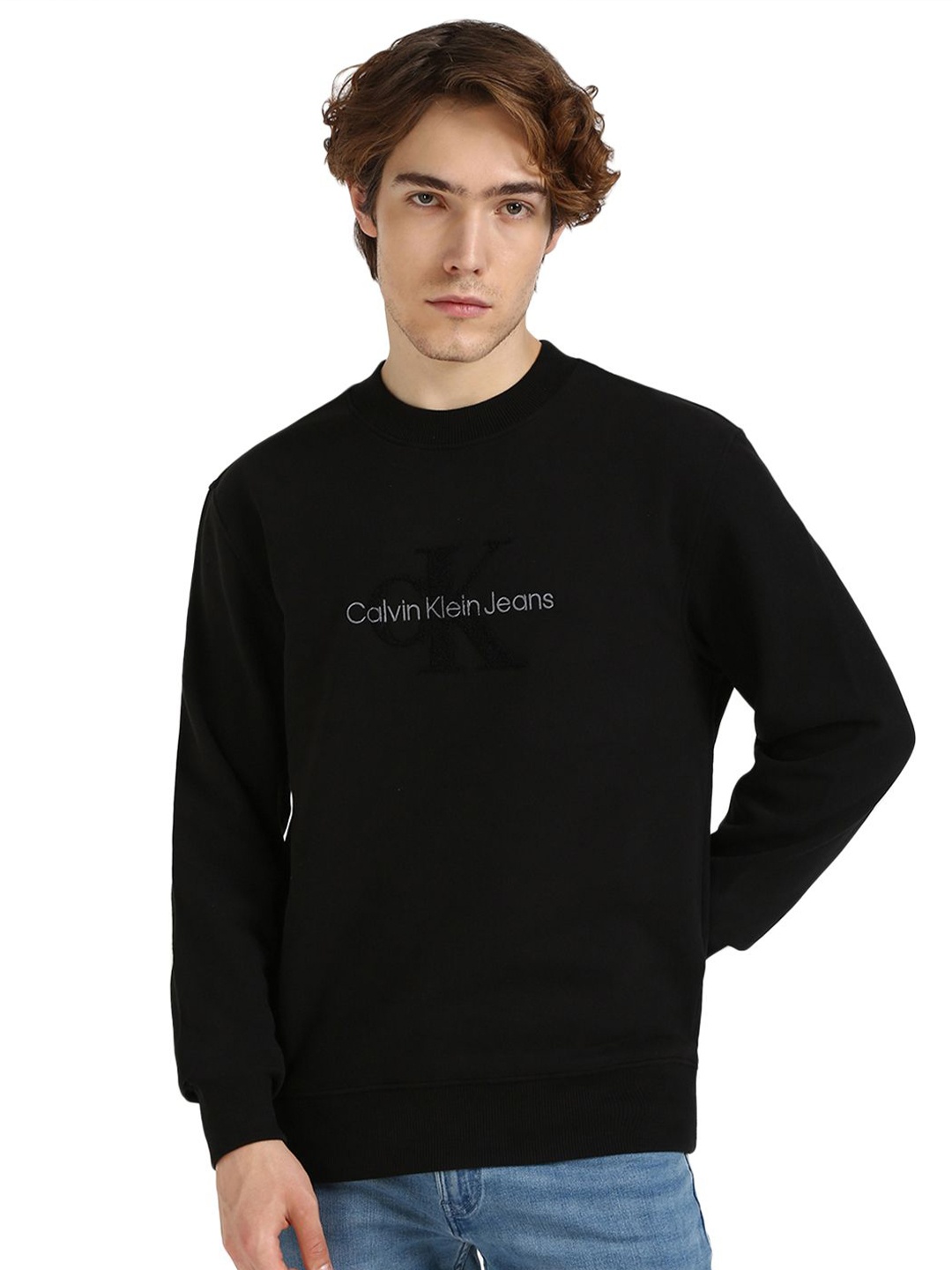 

Calvin Klein Jeans CHENILLE MONOLOGO Men Solid Sweatshirt, Black
