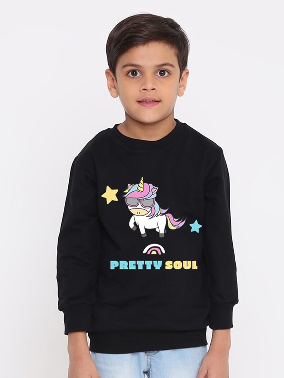 

FALTU.CO Boys Round Neck Pure Cotton Sweatshirt, Black