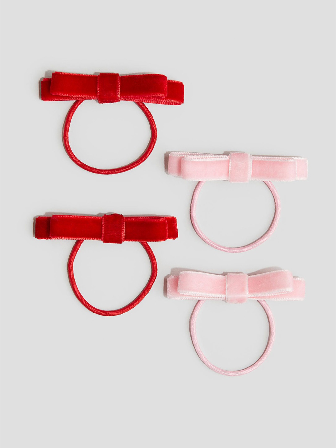 

H&M Girls Set Of 4 Bow-Detail Hair Elastics, Red