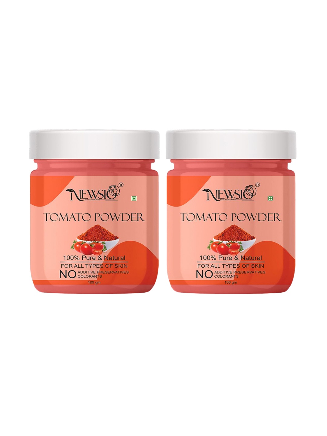 

Newsio Set Of 2 Pure & Natural Tomato Powder For Skin & Hair - 100g Each, Red