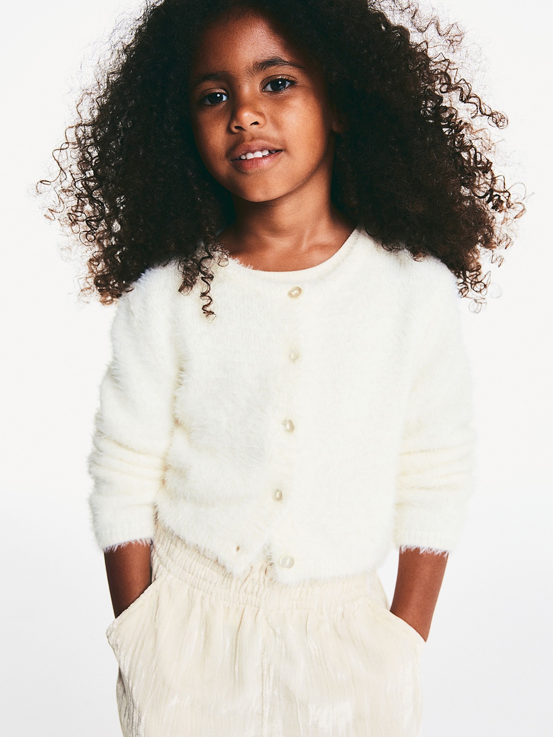 

H&M Girls Fluffy Cardigan, White