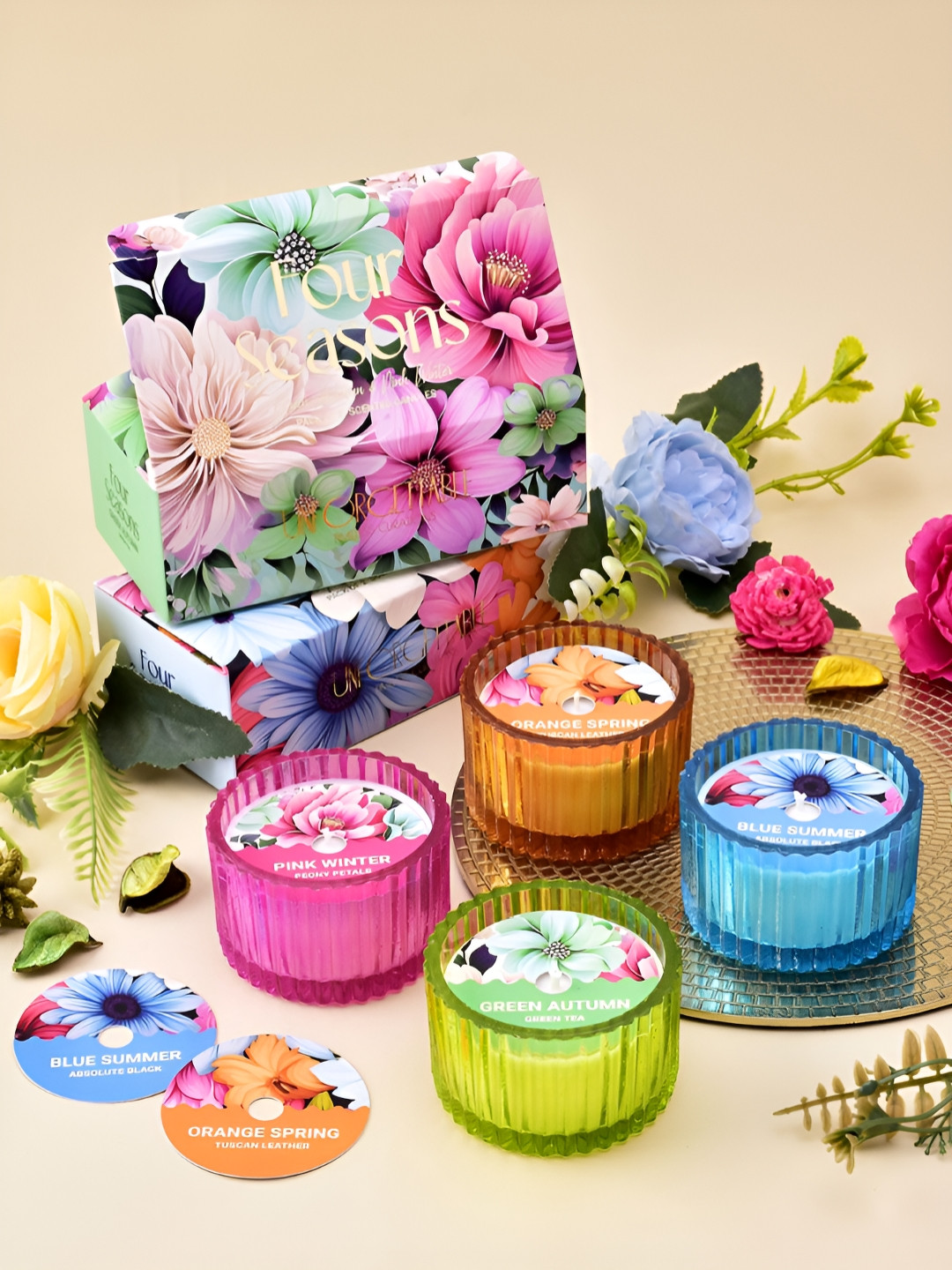 

Hyperfoods Pink & Green 4 pieces Jar Candle