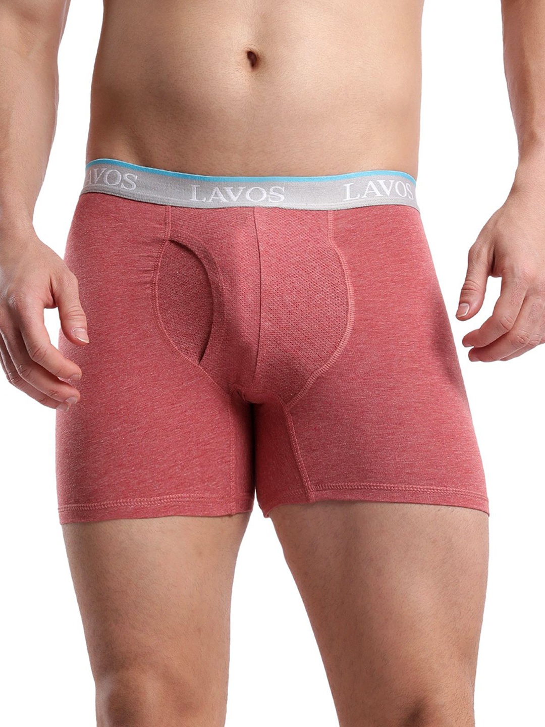 

LAVOS Men Mid-Rise Antimicrobial Trunk-LM2003EARTHREDHEATHER, Red