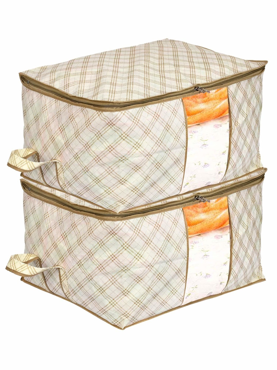 

Kuber Industries Cream-Coloured & Beige 2 Pieces Printed Multi-Utility Organisers