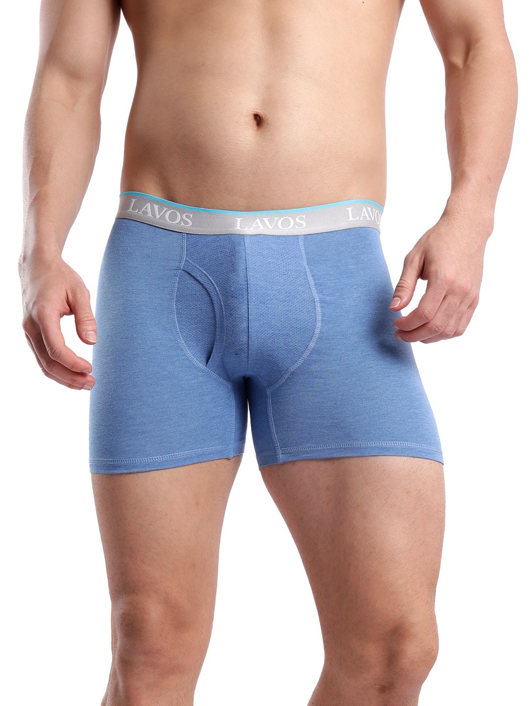 

LAVOS Cotton Solid Mid-Rise Bamboo Antimicrobial Trunk-LM2003NAUTICALBLUEHEATHER-S, Blue