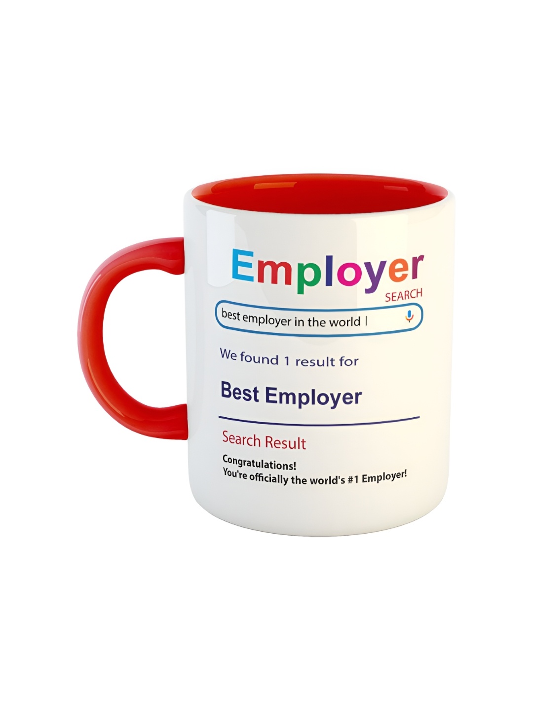 

ARTBUG Red & White Best Employer Printed Ceramic Glossy Mug 330ml