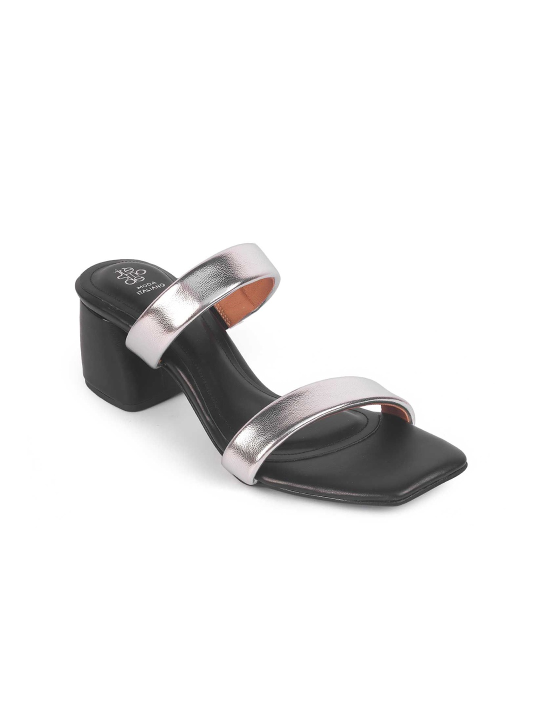 

Tresmode Women Embellished Leather Block Sandals, Silver
