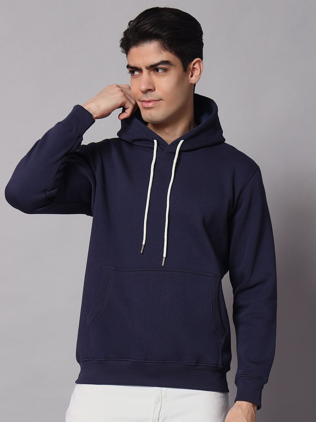 

Obaan Men Hooded Neck Long Sleeves Kangaroo Pocket Pullover Sweatshirt, Blue