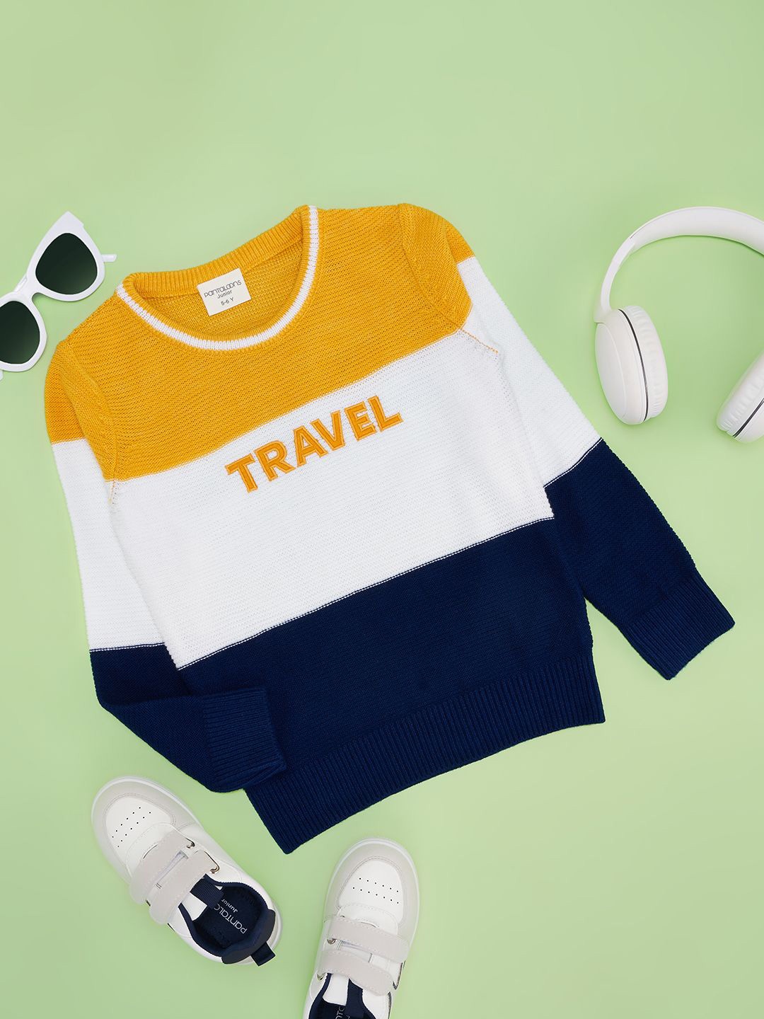 

Pantaloons Junior Boys Typography Pullover, Yellow