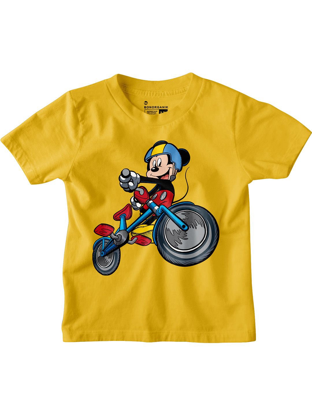 

BonOrganik Boys Graphic Printed Round Neck Cotton T-shirt, Mustard