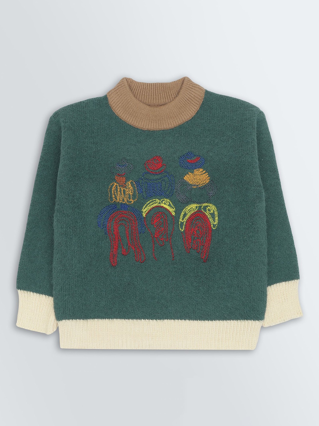 

KNITCO Kids Embroidered Pullover Sweater, Green