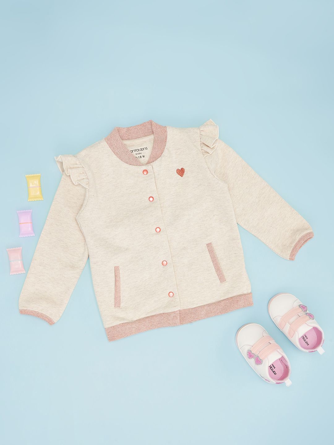 

Pantaloons Baby Girls Front-Open Sweatshirt, Off white
