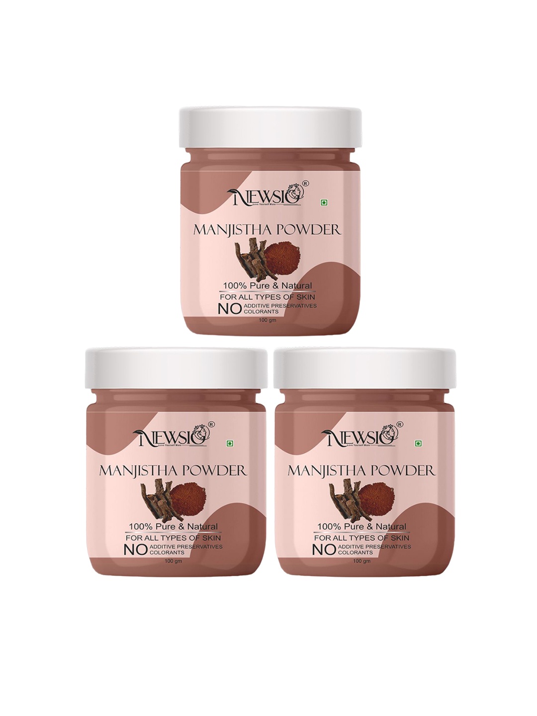 

Newsio Set Of 3 Pure & Natural Manjistha Powder For Skin - 100g Each, Brown