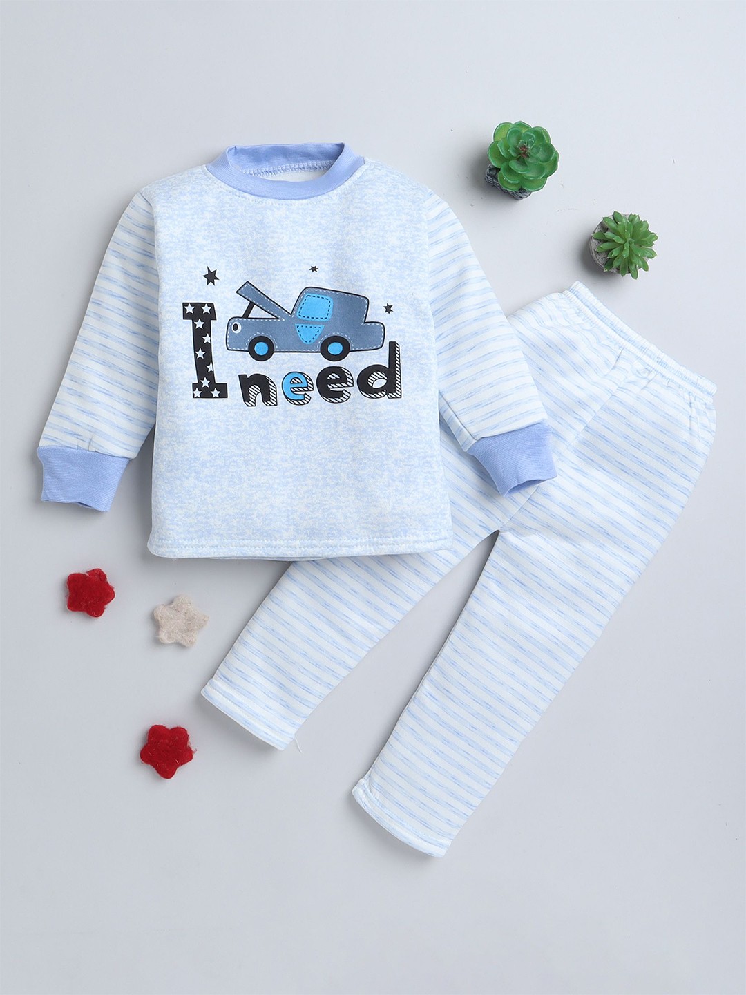 

BAESD Unisex Kids Round Neck Printed Sweatshirt with Joggers, Blue