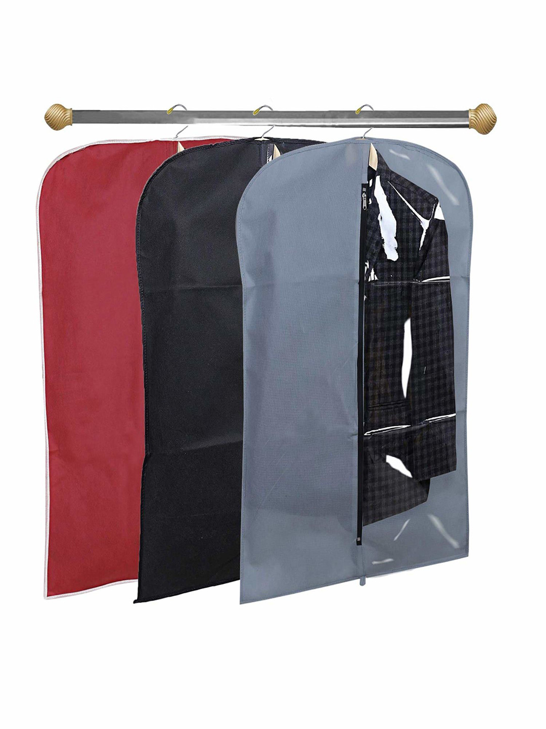 

Kuber Industries Grey & Black 3 Pieces Suit Organiser Organisers