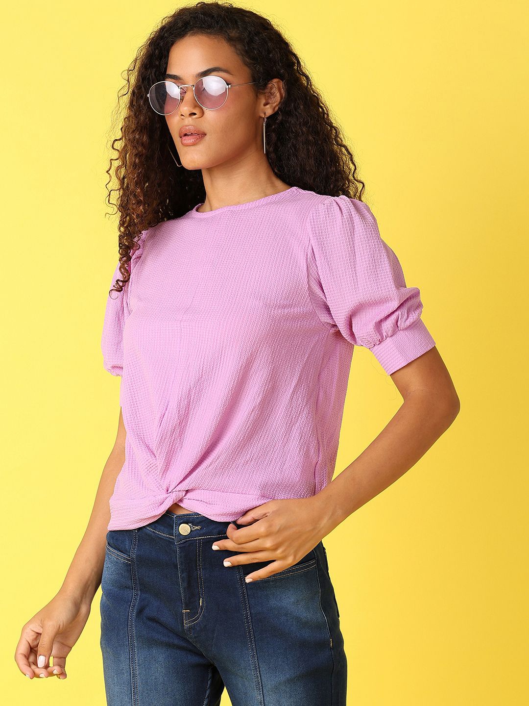 

V-Mart Women Solid Shirt Style Top, Lavender