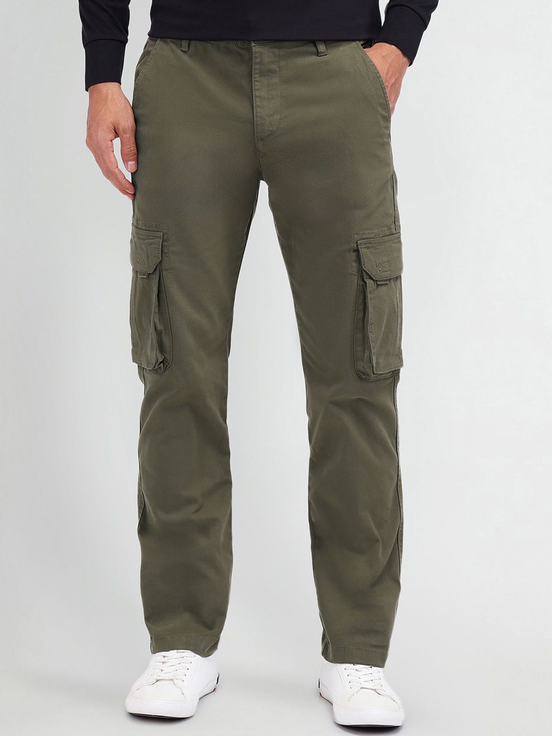 

U.S. Polo Assn. Denim Co. Men Mid-Rise Straight Fit Cargos Trousers, Green