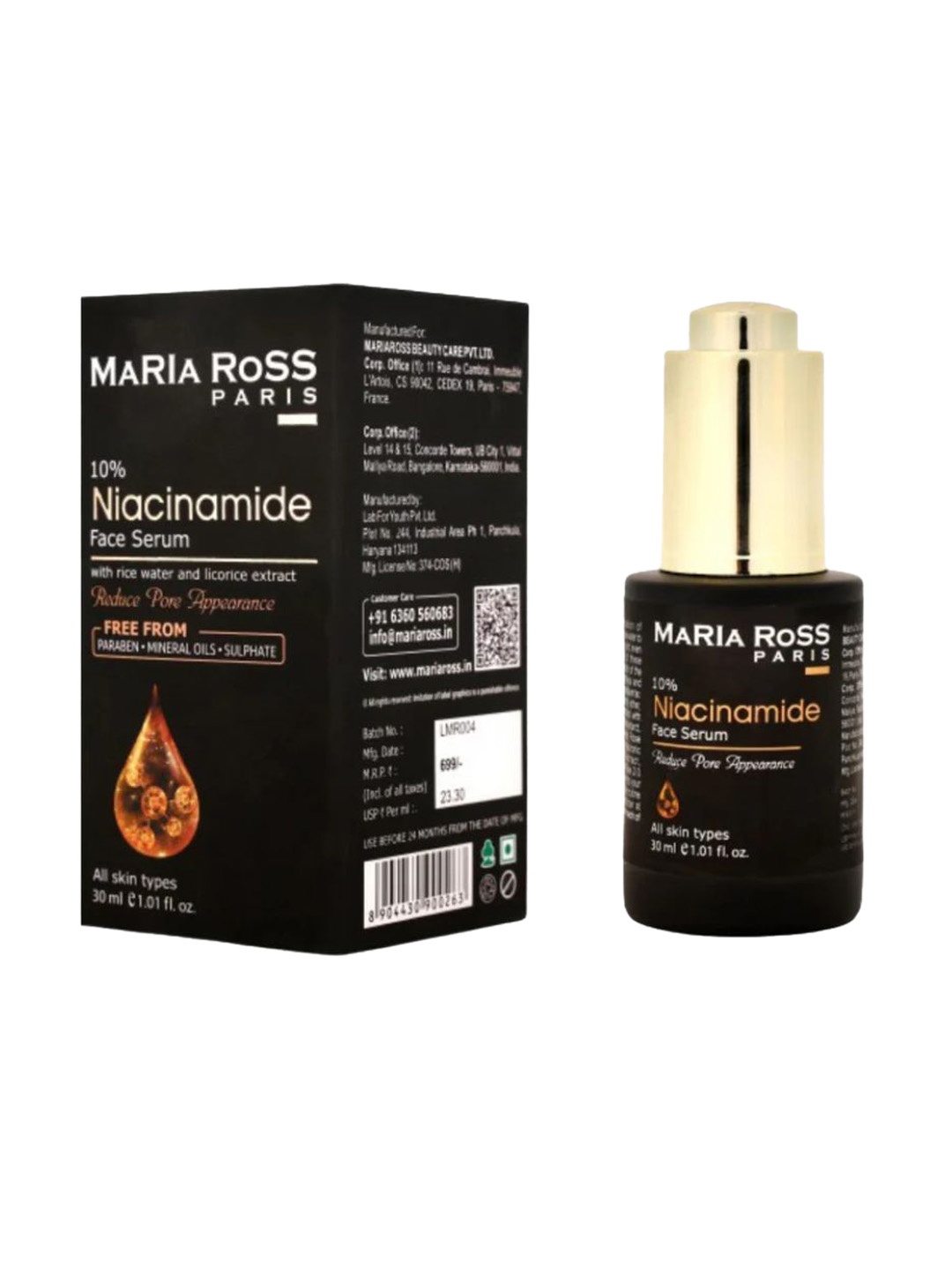 

MARIA ROSS PARIS 10% Niacinamide Face Serum With Rice Water - 30 ml, Transparent