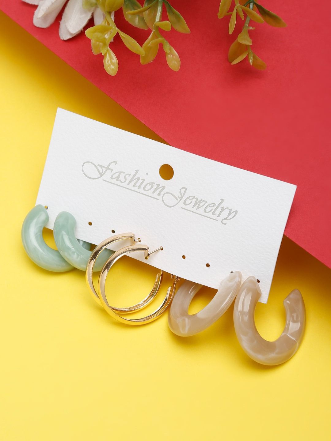 

YouBella Set of 3 Gold-Plated Circular Hoop Earrings