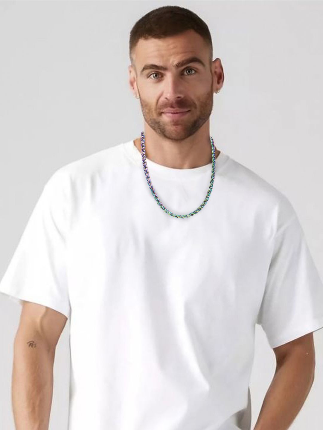 

VAGHBHATT Silver-Plated Stainless Steel Antique Chain, Green