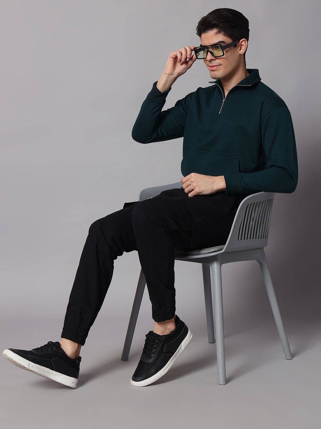 

Obaan Men High Neck Pullover Sweatshirt, Green