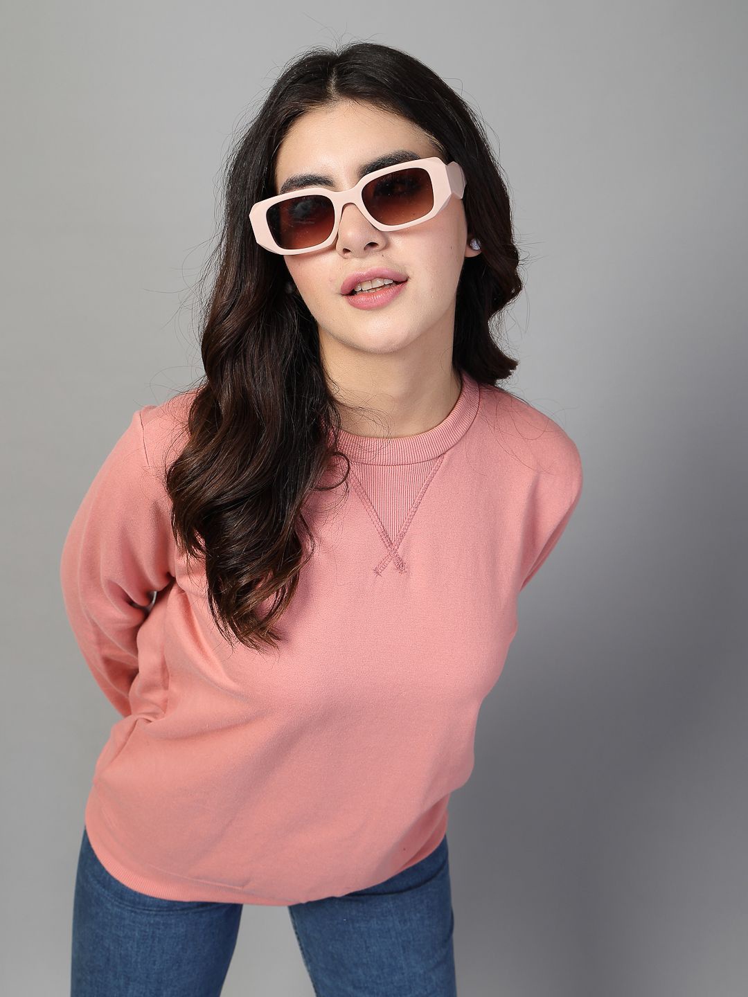 

Rigo Women Cotton Sweatshirt, Peach