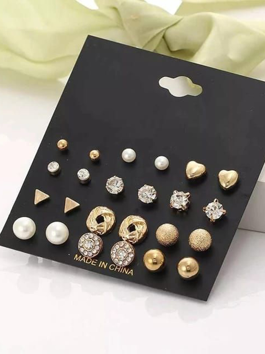 

YU FASHIONS Pack Of 24 Gold Plated Rhinestone Studded Contemporary Studs Earrings