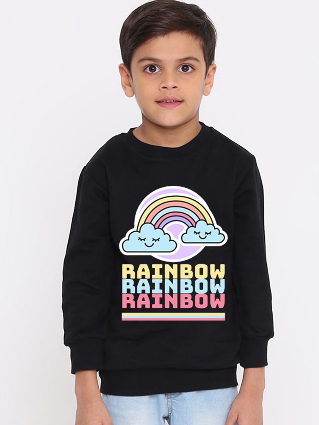 

FALTU.CO Boys Graphic Printed Round Neck Pullover Sweatshirt, Black